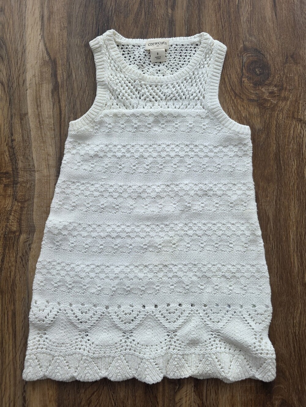 Crewcuts Knit Cotton Ivory Crochet Sweater Sleeveless Dress Size 2